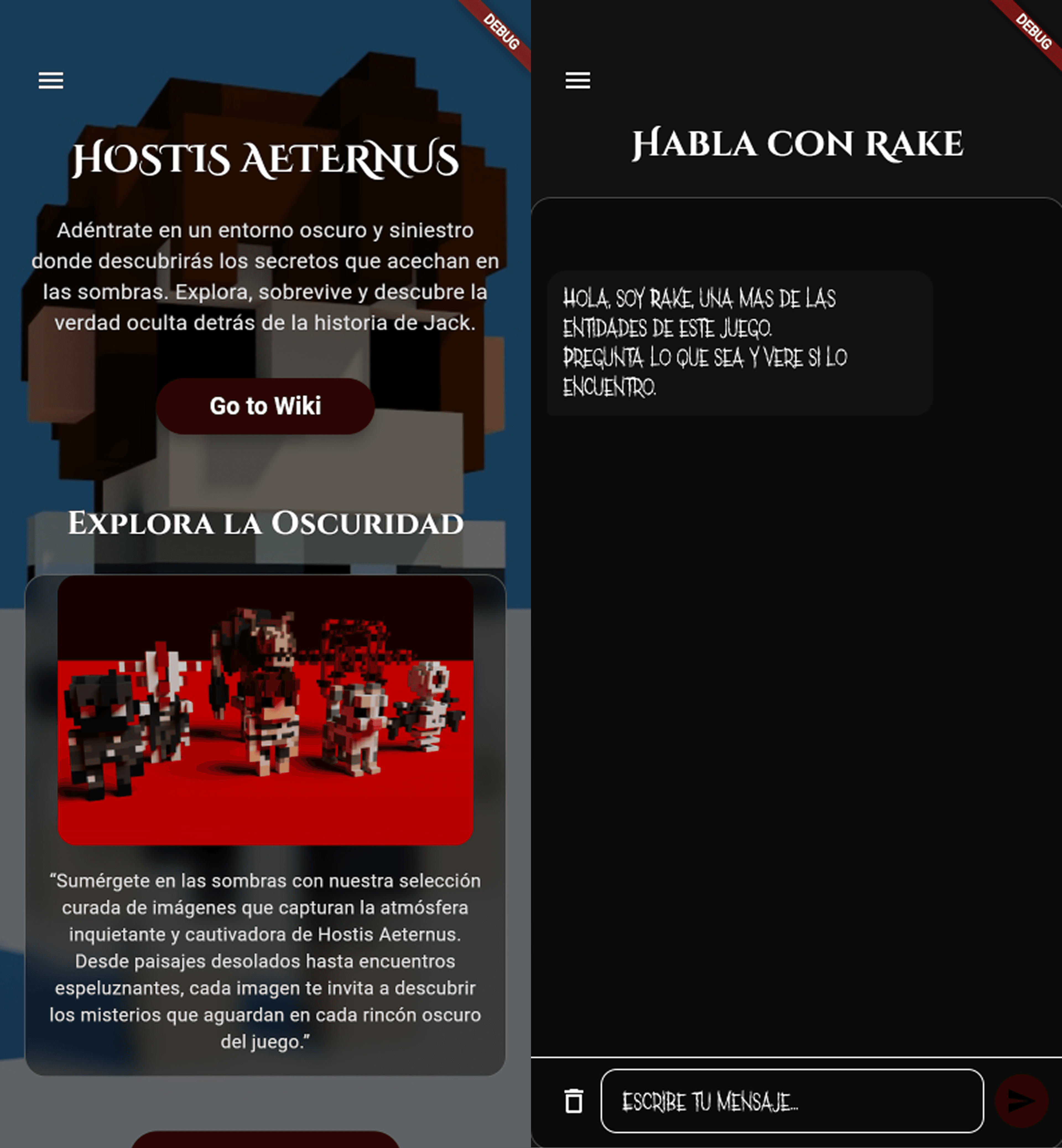 Preview of the Hostis Aeternus App project