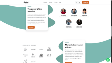 Monstruo Canela team and brands section